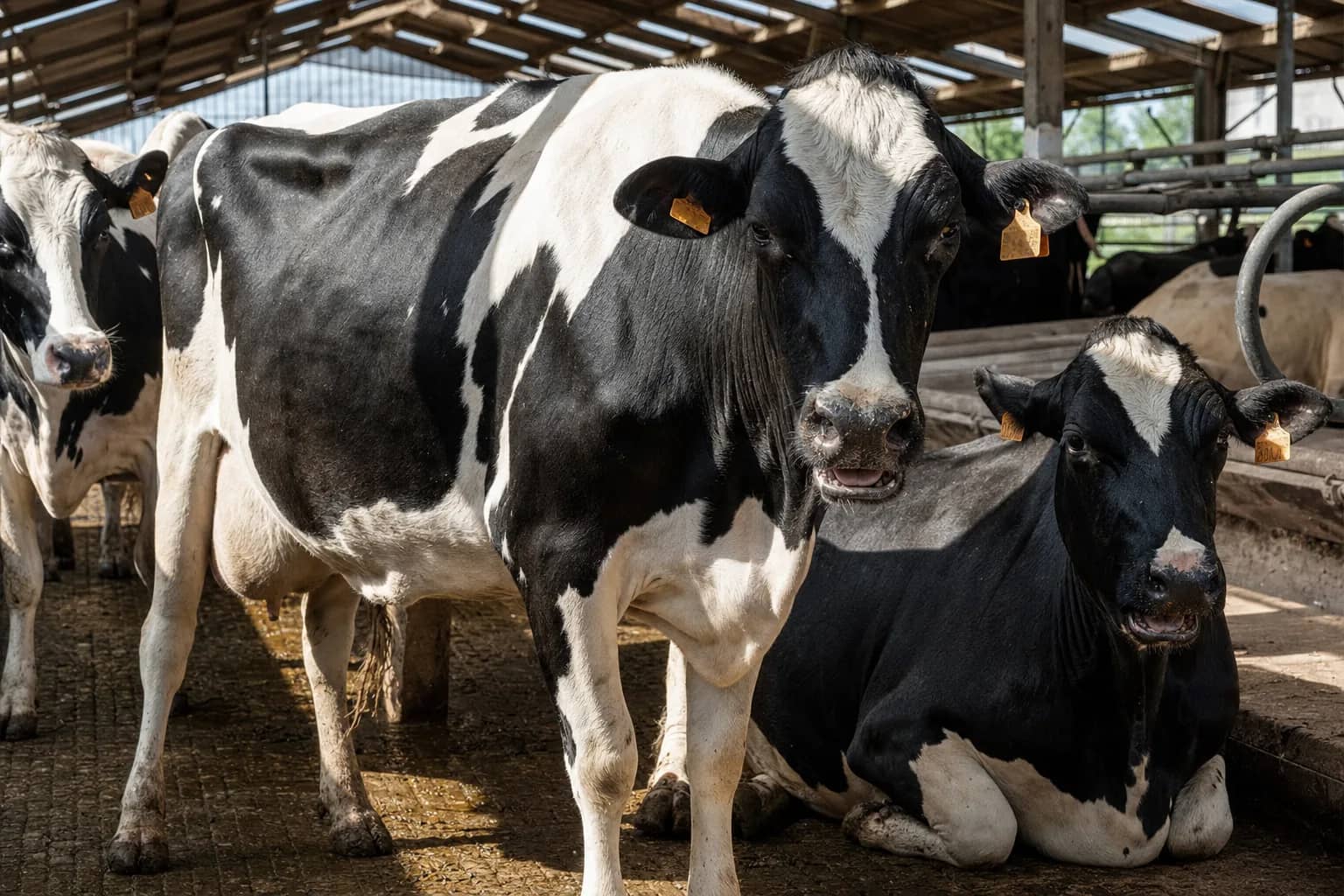 Vaches en élevage souffrant de la chaleur estivale